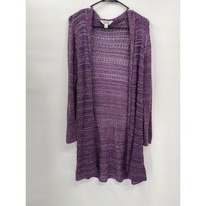 Krazy Kat Womens Cardigan Sweater Purple Sparkle‎ Lightweight Size M